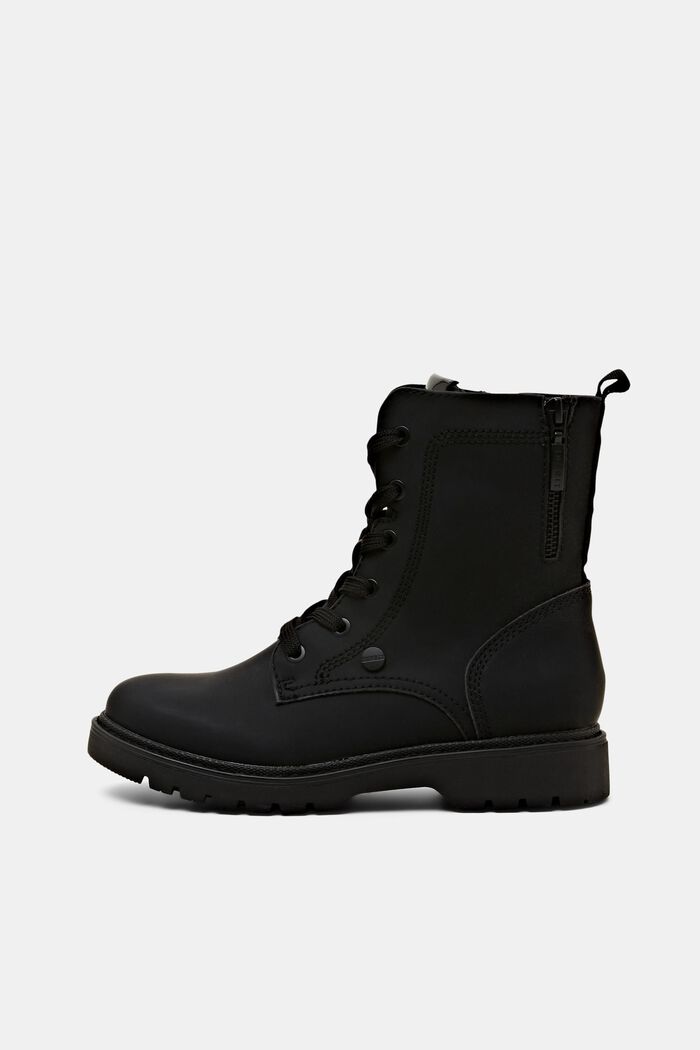 Faux Leather Lace-Up Boots, BLACK, detail image number 0
