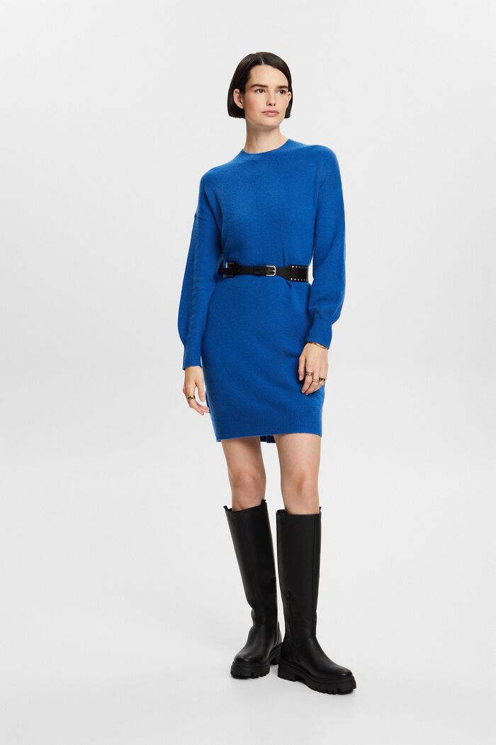 Knitted Mini Dress, BRIGHT BLUE, detail image number 6