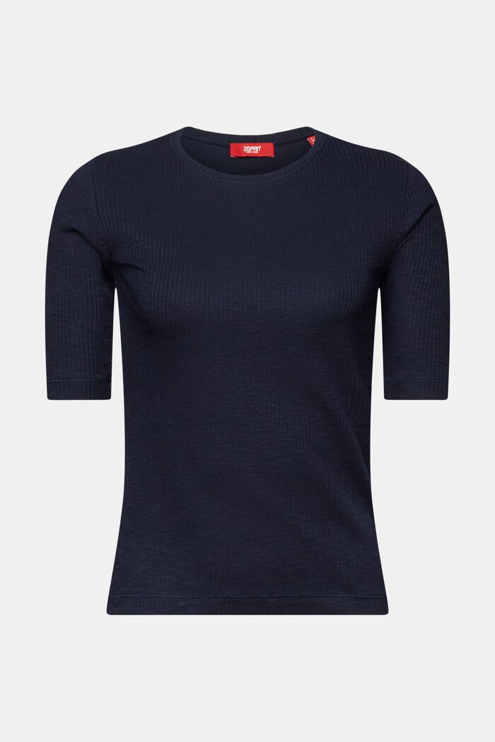 Ribbed Jersey T-Shirt, NAVY, detail image number 6
