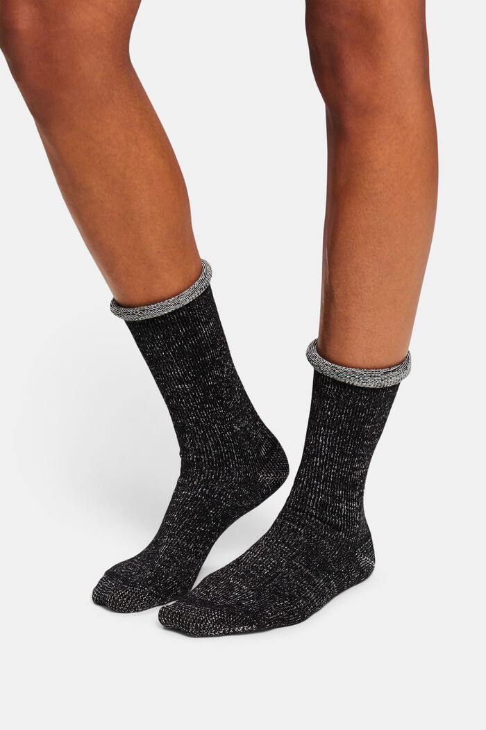 Chunky Multi-Colored Socks, BLACK, detail image number 1