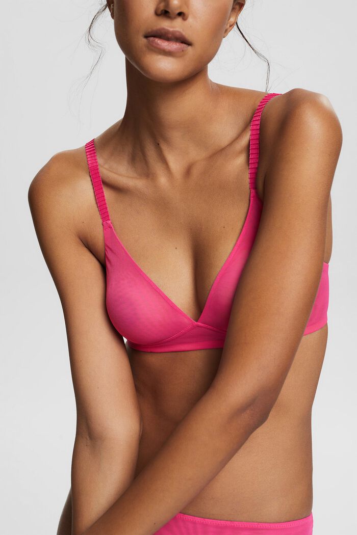 Recycled: unpadded, non-wired bra, PINK FUCHSIA, detail image number 2