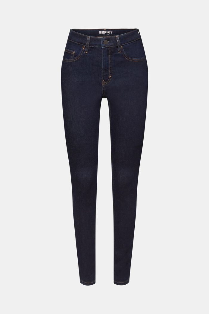 Highrise skinny jeans, stretch cotton, BLUE RINSE, detail image number 7