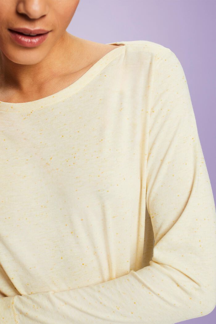 Wide Neck Longsleeve Top, PASTEL YELLOW, detail image number 3