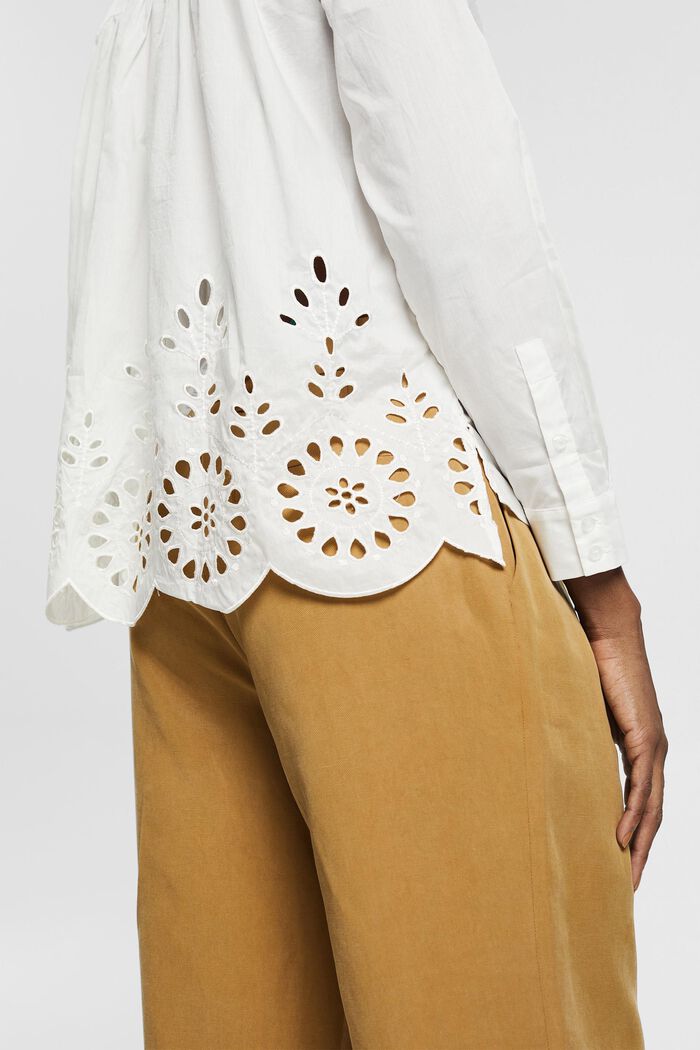 Blouse with a broderie anglaise back, WHITE, detail image number 2