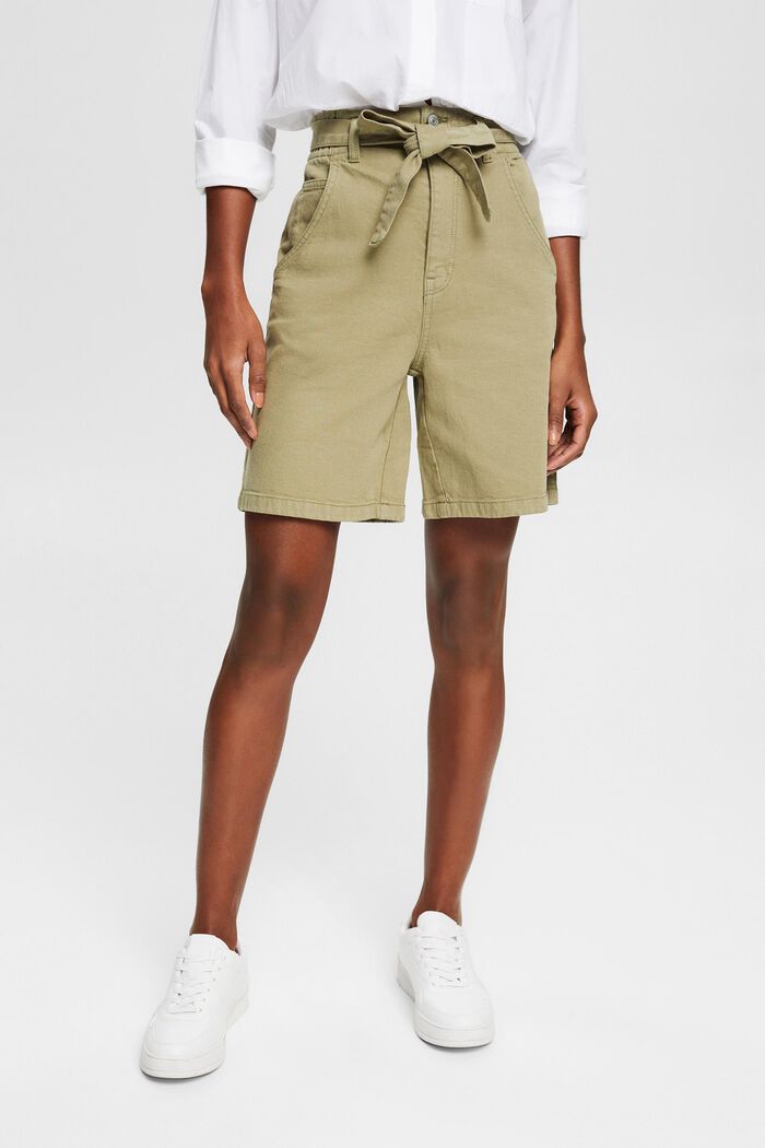 Containing hemp: shorts with a tie-around belt, LIGHT KHAKI, detail image number 0