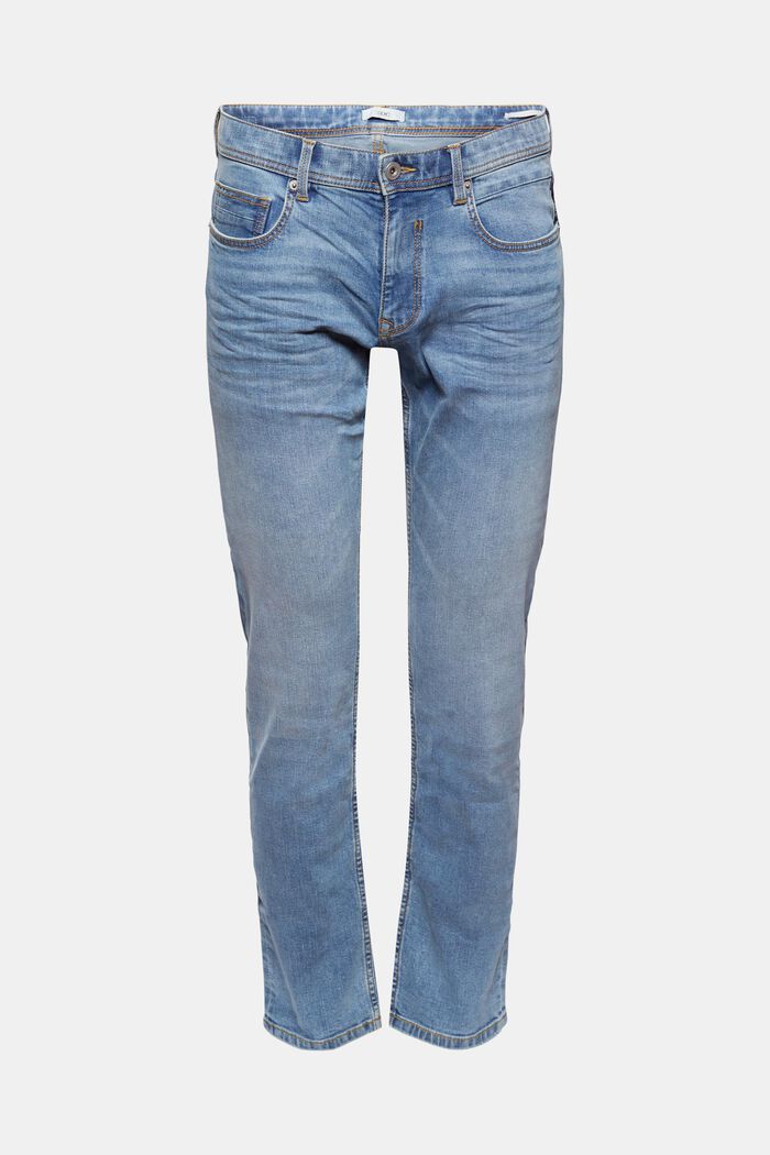 Slim stretch jeans in a garment-washed look, BLUE LIGHT WASHED, detail image number 0
