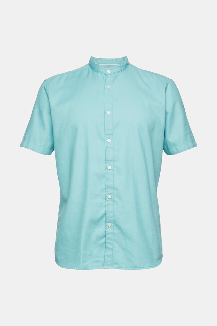 Canvas shirt with a band collar, LIGHT TURQUOISE, detail image number 5