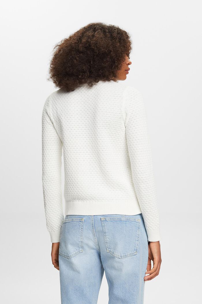 Textured knit jumper, cotton blend, OFF WHITE, detail image number 3