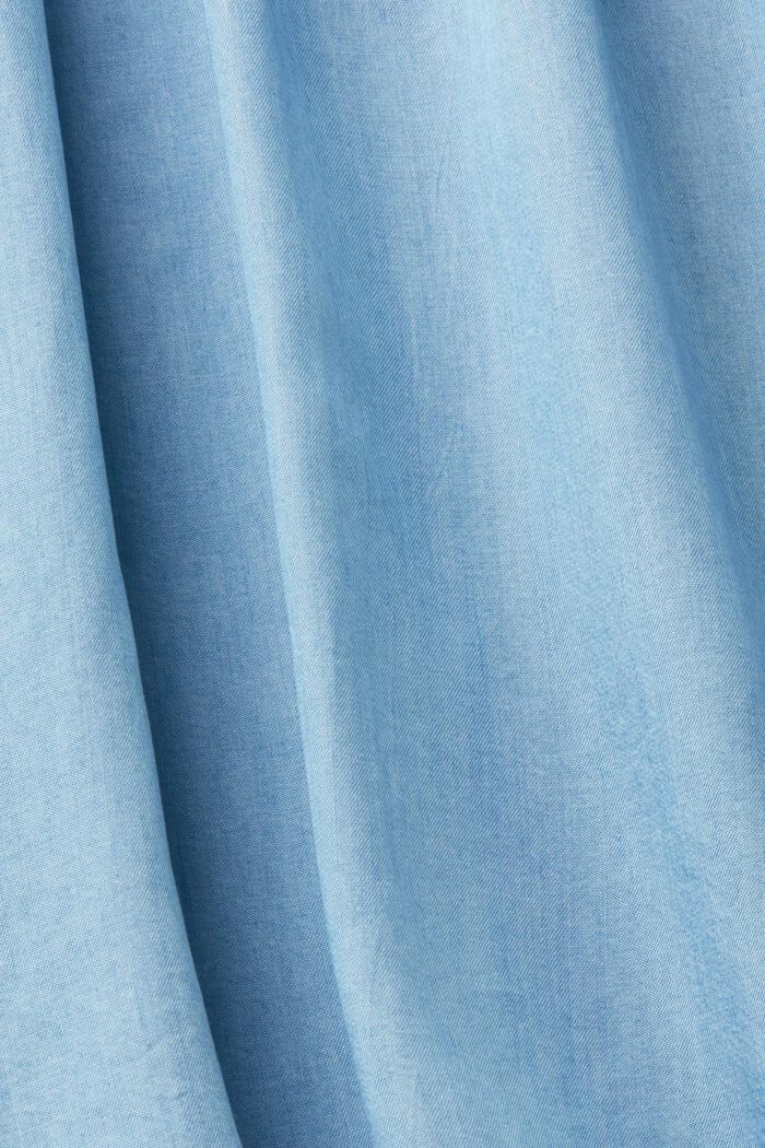 Faux-denim frilly blouse, BLUE MEDIUM WASHED, detail image number 4