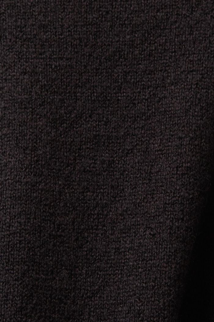 Wool-Blend Longline Open Front Cardigan, BLACK, detail image number 5