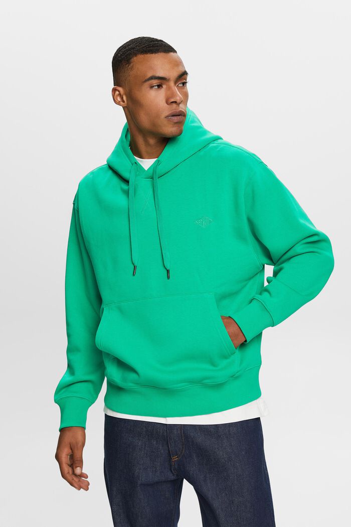 Sweatshirt hoodie with logo stitching, GREEN, detail image number 0