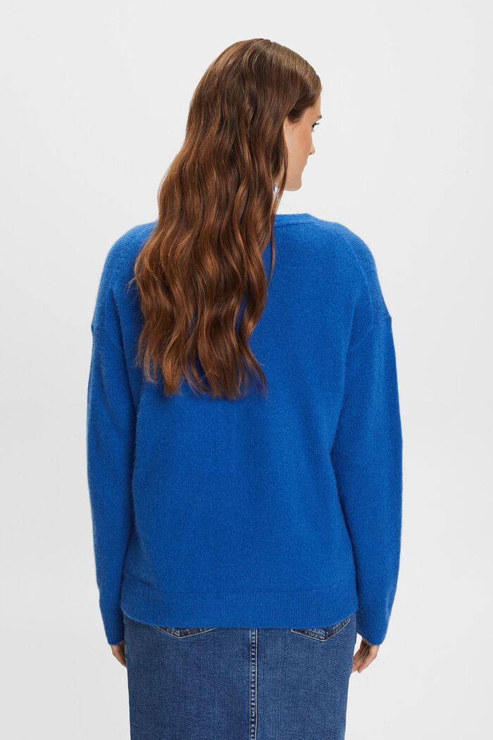 Wool Blend V-Neck Sweater, BRIGHT BLUE, detail image number 4