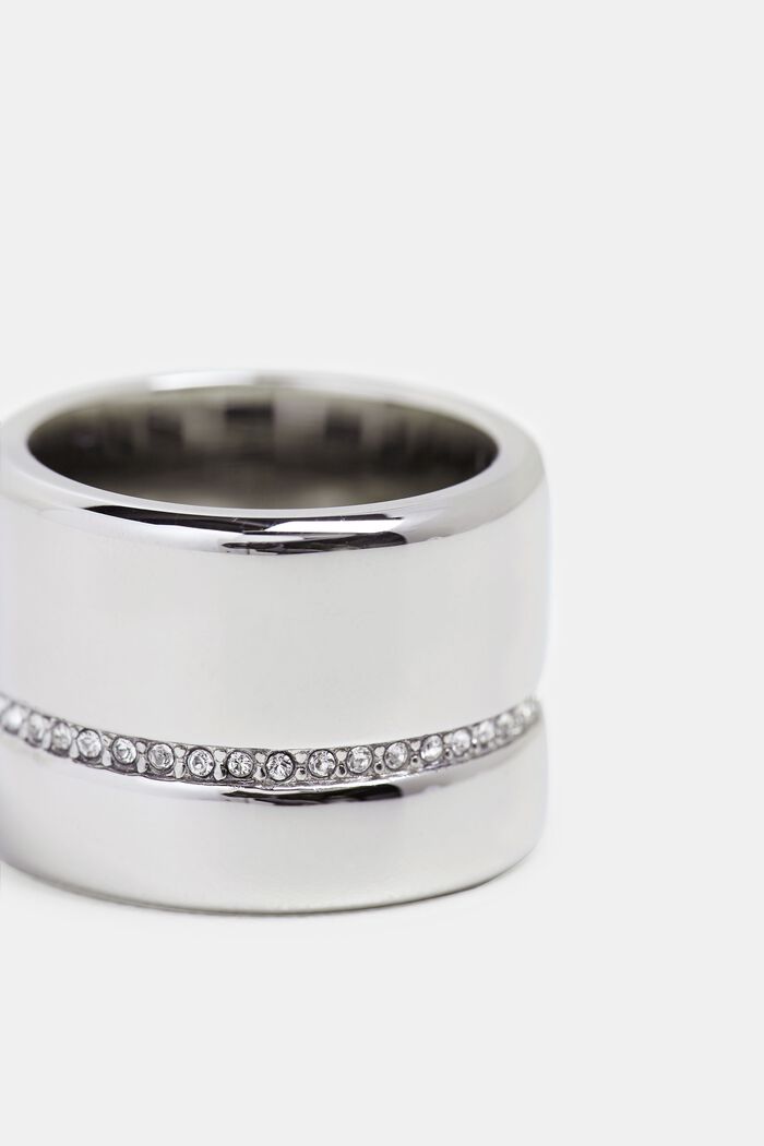 Statement ring with a row of zirconia, stainless steel, SILVER, detail image number 1