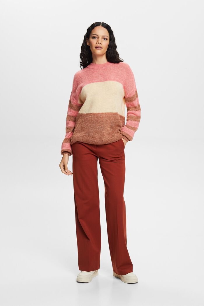 Colour block jumper, wool blend, CORAL RED, detail image number 4