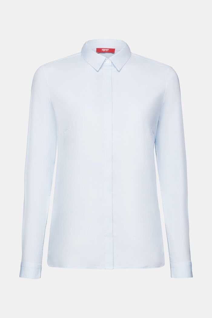 Long-Sleeve Poplin Shirt, PASTEL BLUE, detail image number 7