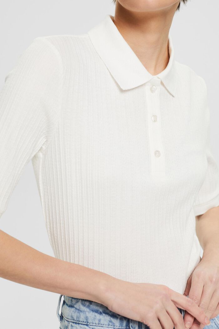 Ribbed polo shirt, OFF WHITE, detail image number 2