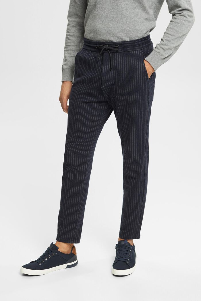 Pinstriped jogger style trousers, DARK BLUE, detail image number 0