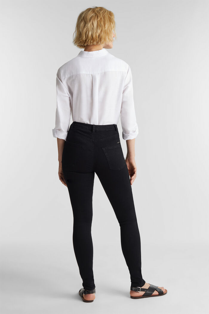 Soft high-waisted trousers with stretch, BLACK, detail image number 3