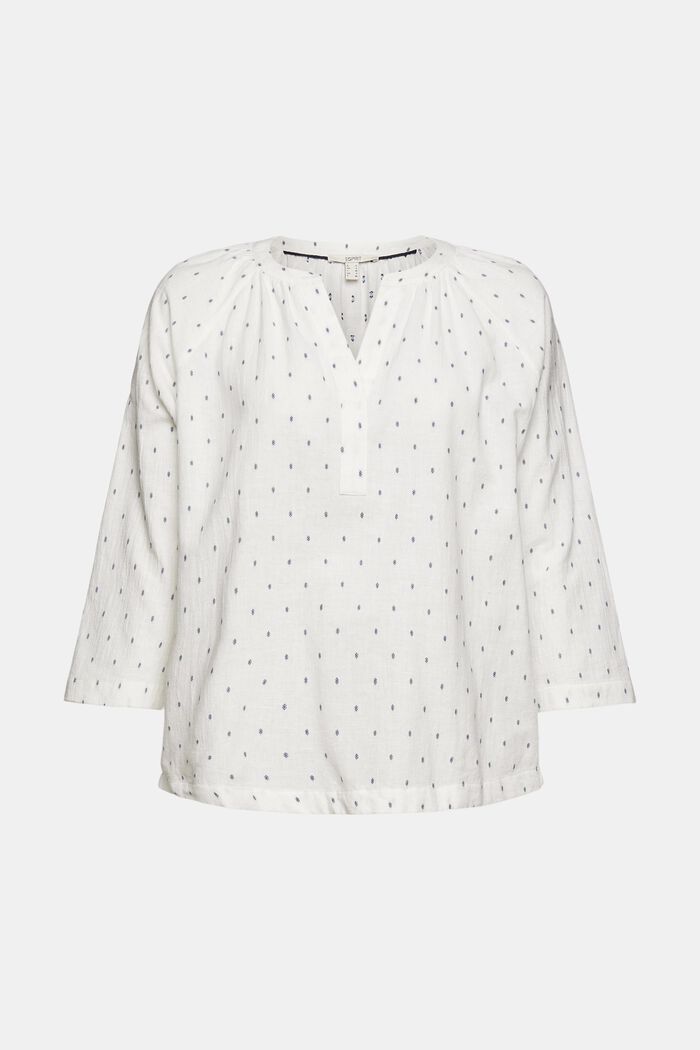 Patterned blouse with a cup-shaped neckline