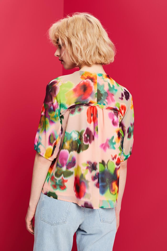 Floral Print Chiffon Blouse, CORAL, detail image number 3