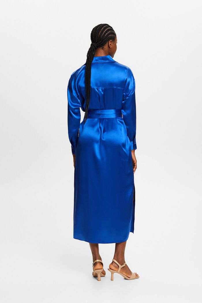 Silk Belted Midi Dress, BRIGHT BLUE, detail image number 2