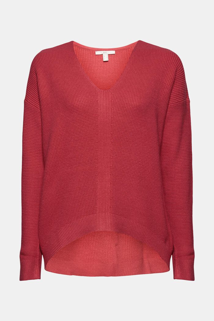V-neck jumper in purl knit fabric, BLUSH, detail image number 0