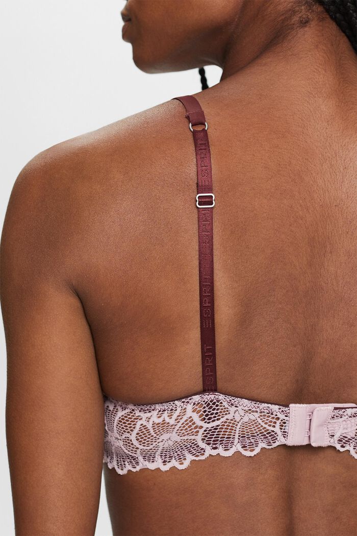 Padded Push-Up Lace Bra, RUST BROWN, detail image number 3