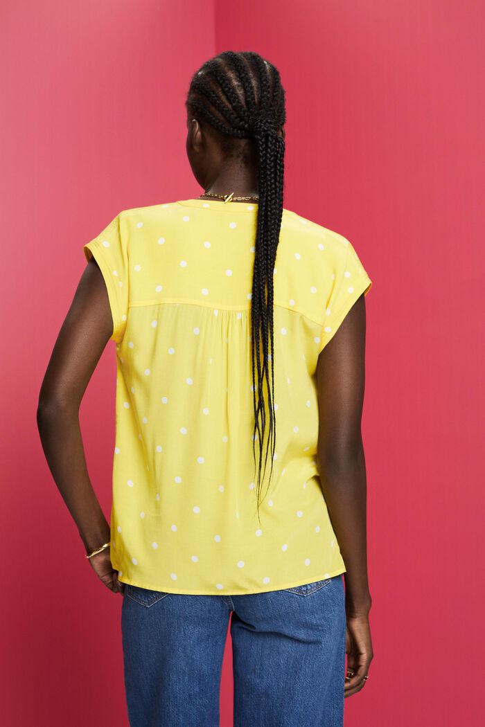 Printed Short Sleeve Blouse, LIGHT YELLOW, detail image number 3