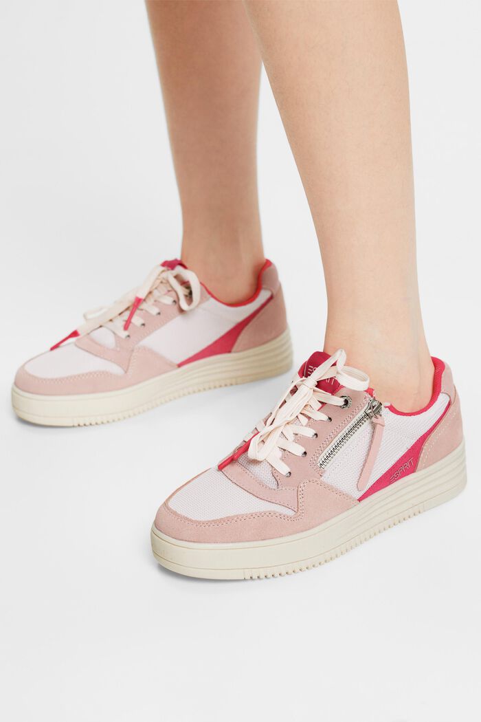Suede Mesh Sneakers, PINK FUCHSIA, detail image number 1