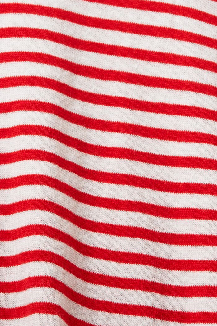 Striped Cotton Sweater, RED, detail image number 5
