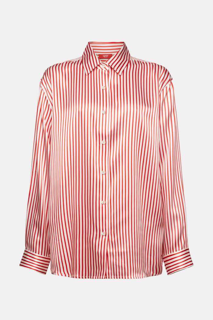 Striped Silk Charmeuse Shirt, DARK RED, detail image number 7