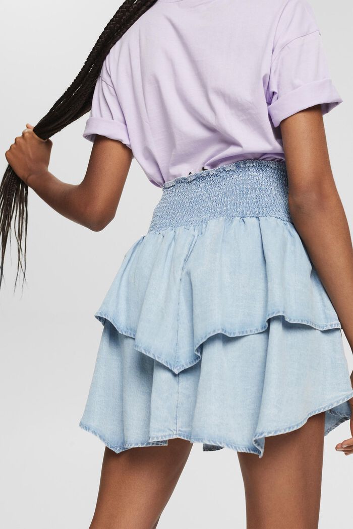 Made of TENCEL™: denim-effect mini skirt, BLUE BLEACHED, detail image number 5