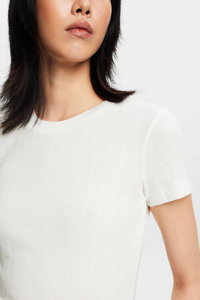 Pointelle t-shirt, OFF WHITE, detail image number 2