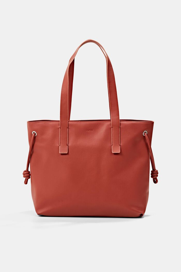 Vegan: Faux leather shopper, CORAL RED, overview
