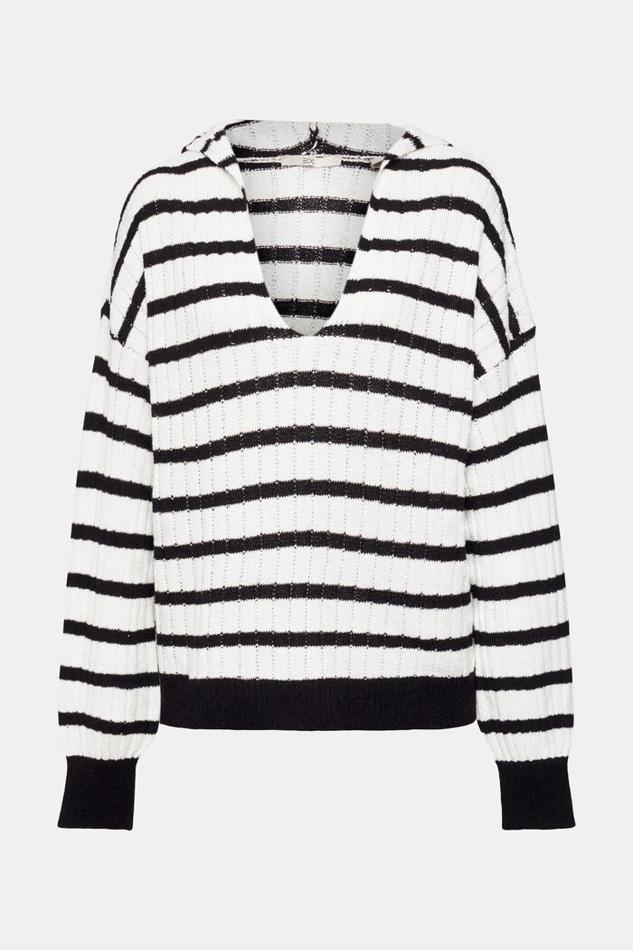 Striped V-neck hoodie, BLACK, detail image number 6