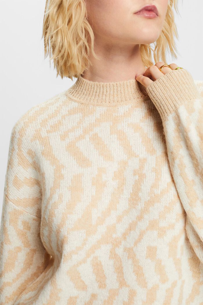 Abstract Jacquard Sweater, DUSTY NUDE, detail image number 2