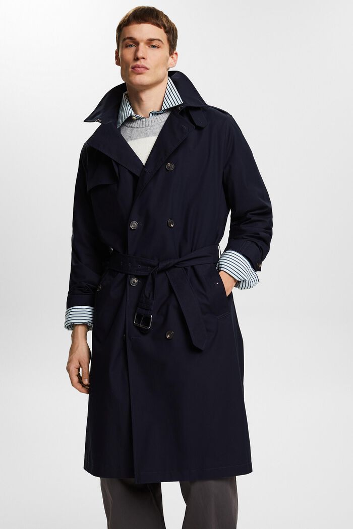 Belted Trench Coat, NAVY, detail image number 0