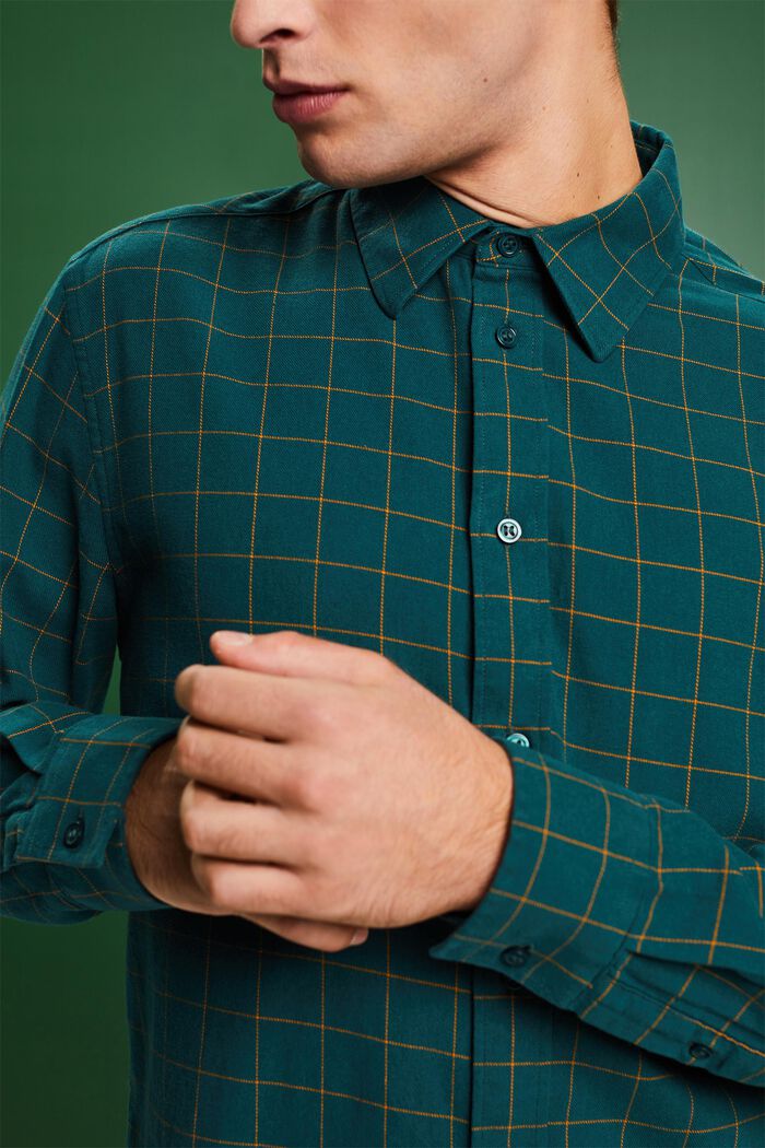 Checked Flannel Regular Fit Shirt, EMERALD GREEN, detail image number 3