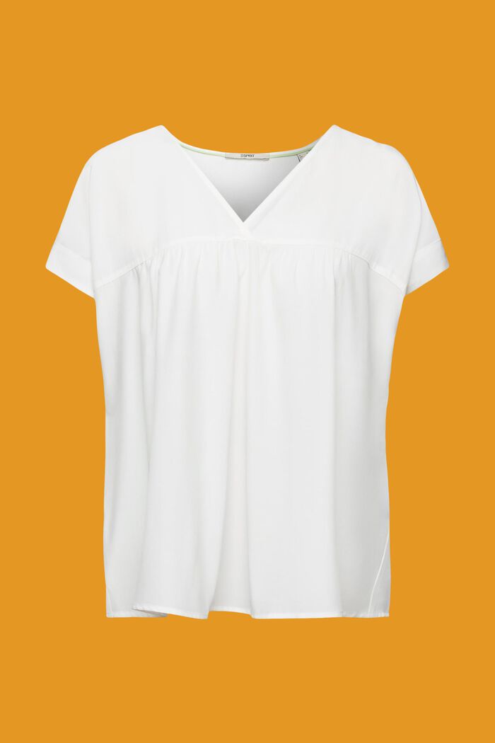 V-neck short-sleeved blouse, OFF WHITE, detail image number 5