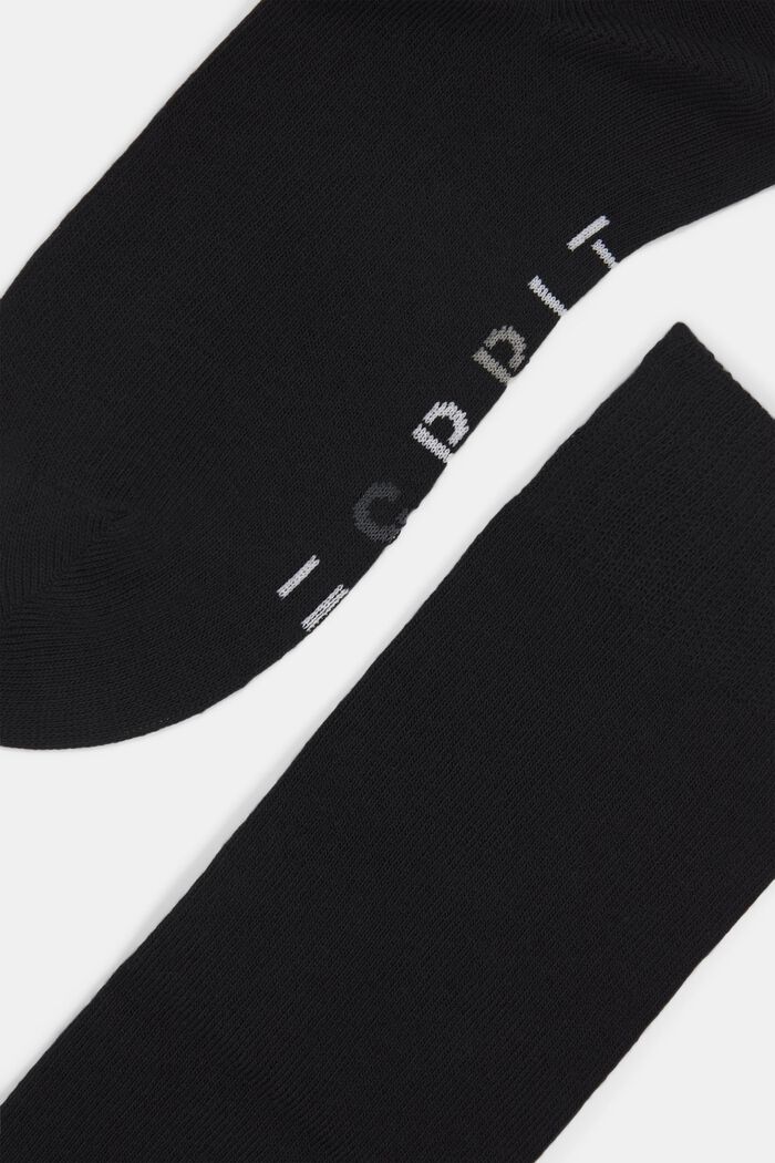 Double pack of knee-high socks with a logo, BLACK, detail image number 2