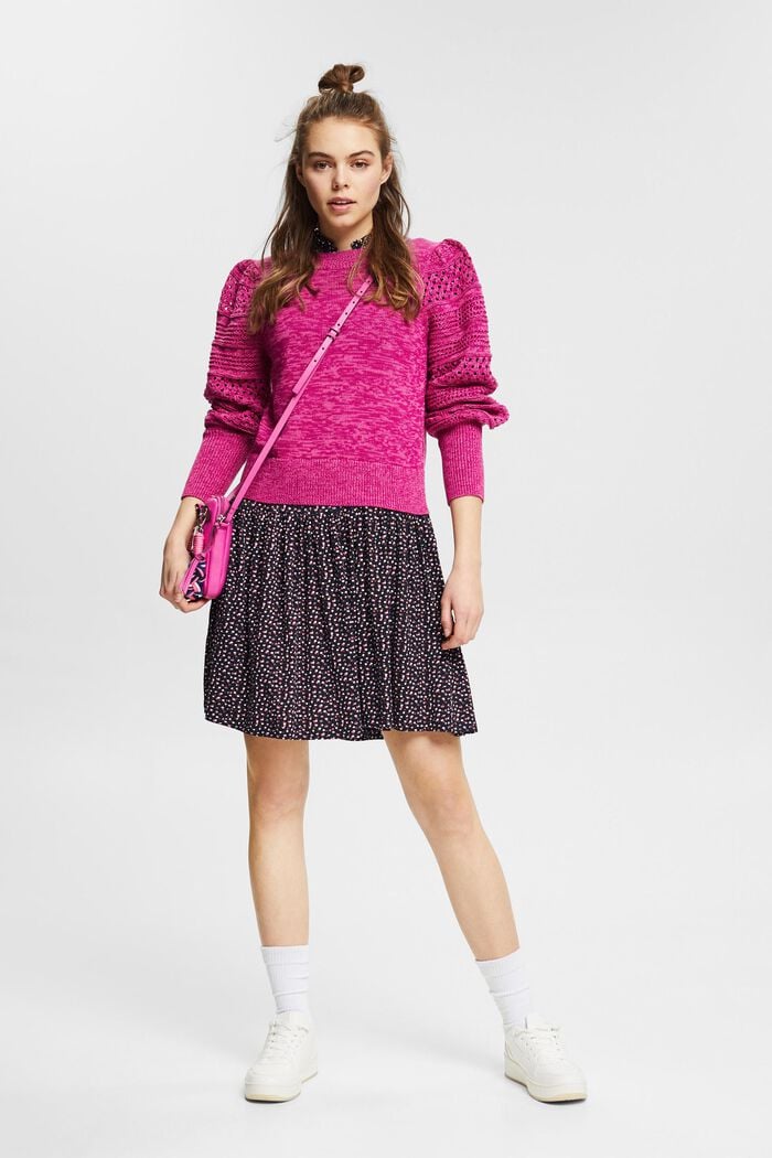 Jumper with openwork elements, PINK FUCHSIA, detail image number 1