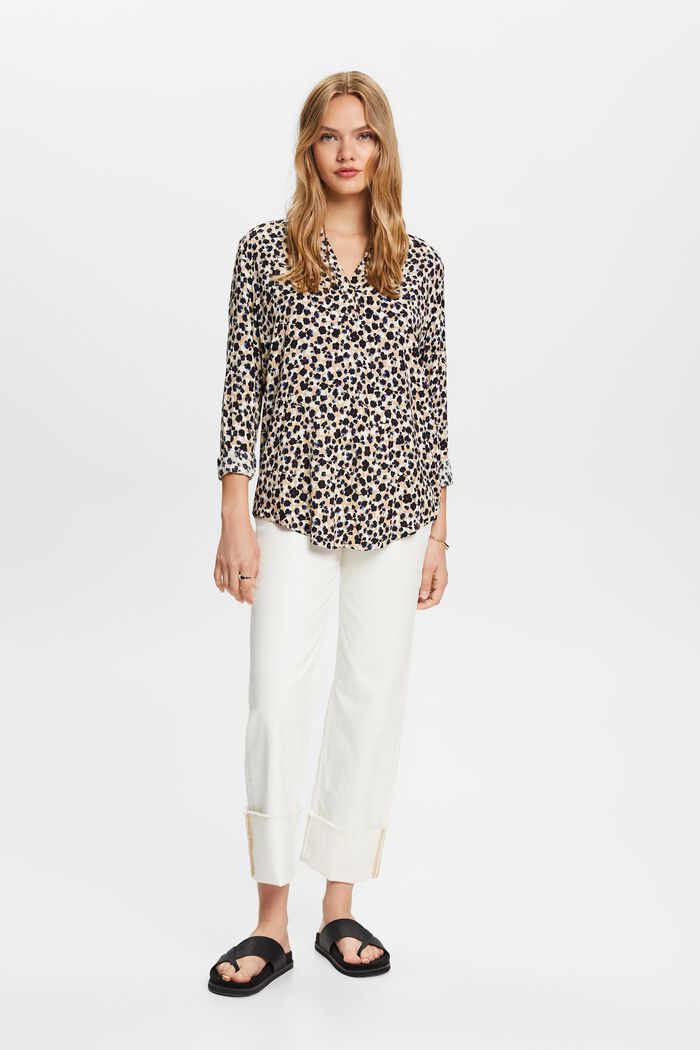 Patterned blouse, LENZING™ ECOVERO™, SAND, detail image number 5