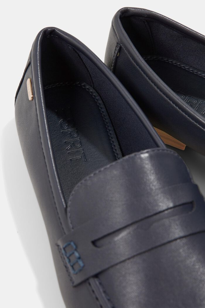 Moccasin loafers in faux smooth leather, NAVY, detail image number 6