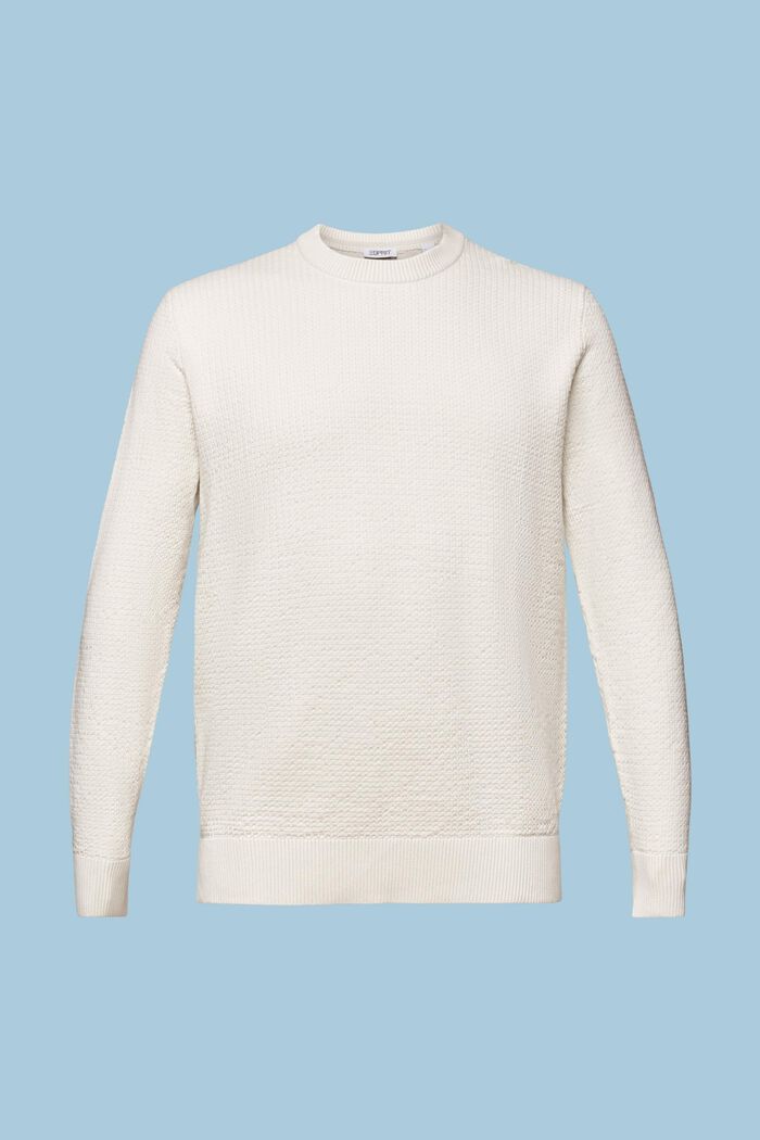Structured Round Neck Sweater, OFF WHITE, detail image number 6