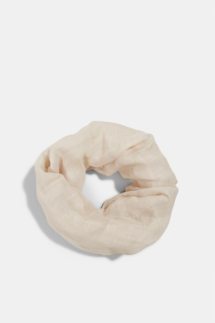 Made of blended linen: dainty snood, BEIGE, overview