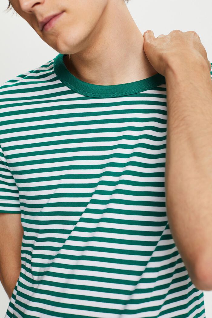 Striped jersey T-shirt, 100% cotton, DARK GREEN, detail image number 2