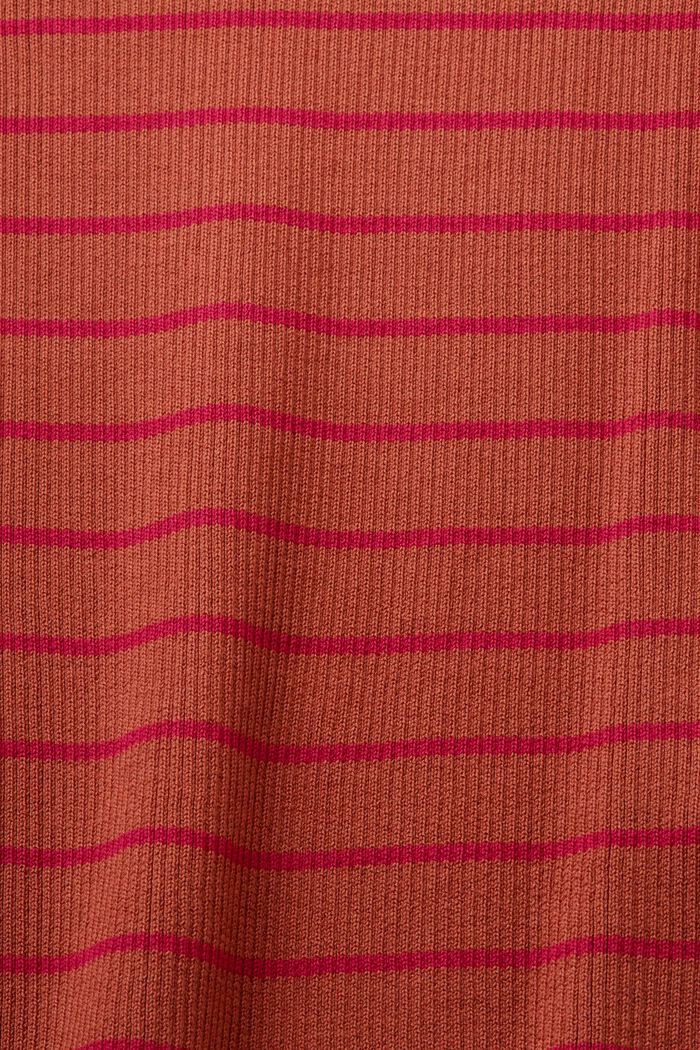 Short sleeve jumper with stripes, 100% cotton, TERRACOTTA, detail image number 5