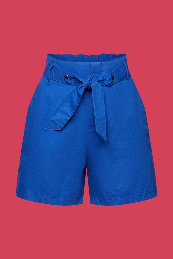 Shorts with a tie belt, cotton-linen blend, INK, detail image number 6