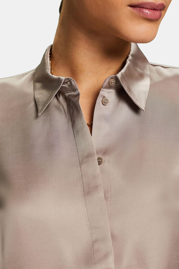 Long-Sleeve Satin Blouse, LIGHT TAUPE, detail image number 3