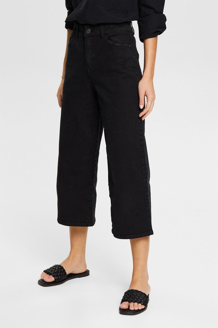 Denim culottes with distressed effects